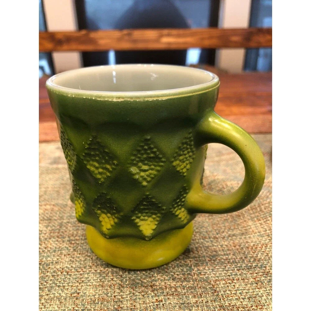 Fire King green yellow